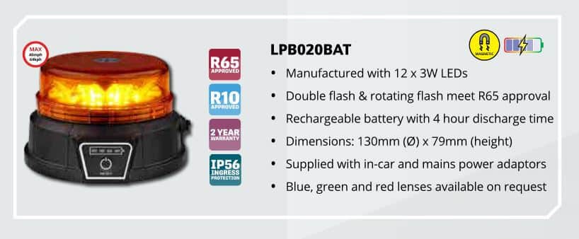 Ljósakúpull 12 x 3W- endurhlaðanlegur með segli - Image 2