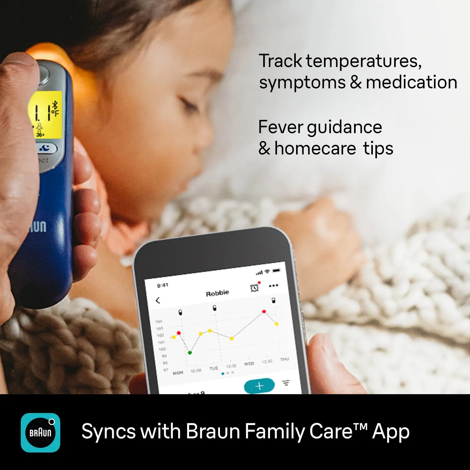 Braun ThermoScan 7+ Connect, eyrnahitamælir, samhæfður Family Care appinu - Image 9